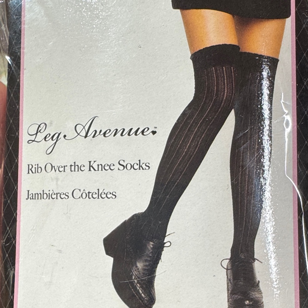 Leg Avenue Black Ribbed Thigh High Socks - Picture 2 of 5